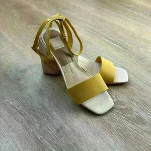 Dolce Vita Yellow and Cream Block Heel Sandals